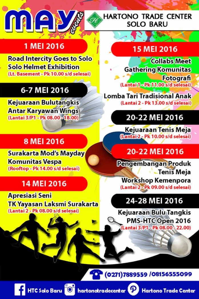 JADWAL EVENT BULAN MEI HARTONO TRADE CENTER SOLO BARU